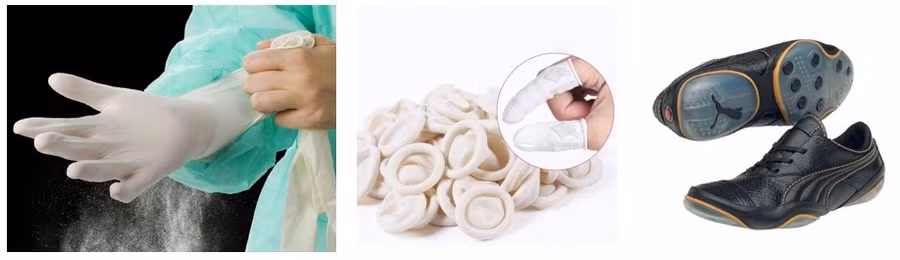 Các ứng dụng của cao su tự nhiên.