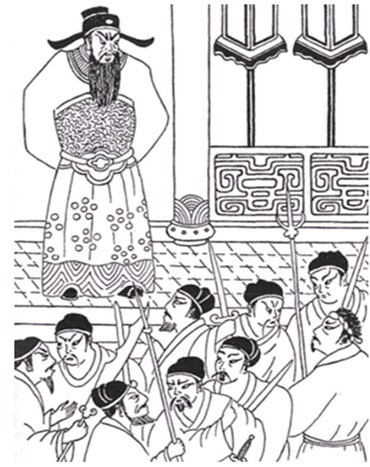 Lê Giốc - con trai Lê Quát hiên ngang đứng giữa gươm giáo quân thù mà chửi. Ảnh minh họa: INT Lê Giốc - con trai Lê Quát hiên ngang đứng giữa gươm giáo quân thù mà chửi. Ảnh minh họa: INT