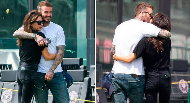 David Beckham đắm đuối ôm hôn vợ ngay trên sân cỏ