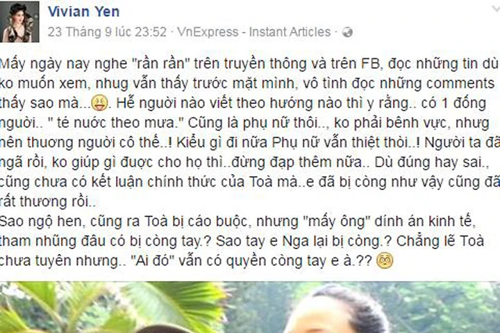 Thủy Tiên, Yến Vy, NSƯT Chí Trung bênh vực Hoa hậu Phương Nga