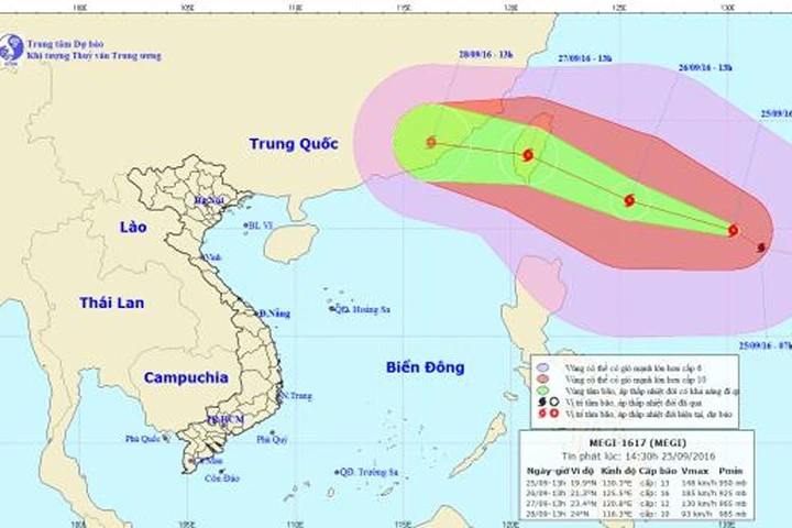 Xuất hiện cơn bão mạnh cấp 14 trên Biển Đông