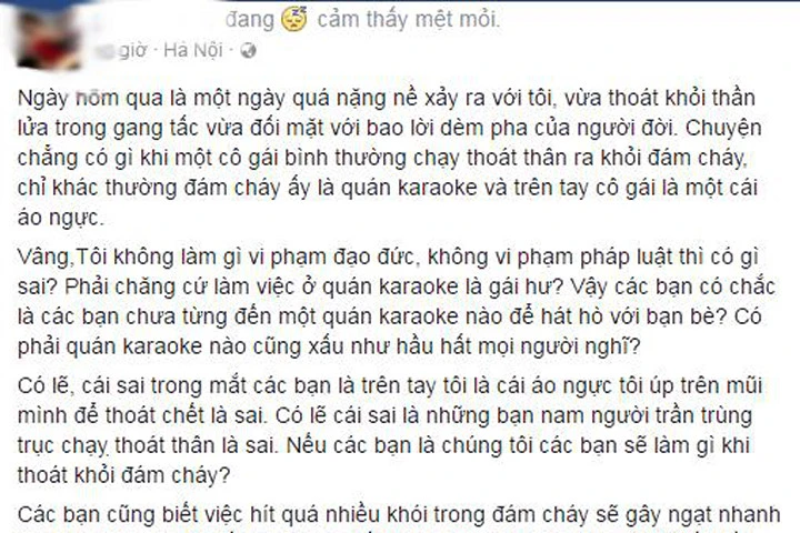 Cô gái cầm áo ngực bịt mũi chạy khỏi đám cháy kể lại giây phút cận kề sinh tử