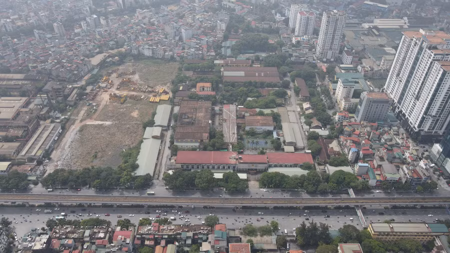 Một góc quận Thanh Xuân nhìn từ trên cao - địa phương có hàng loạt dự án chậm triển khai.