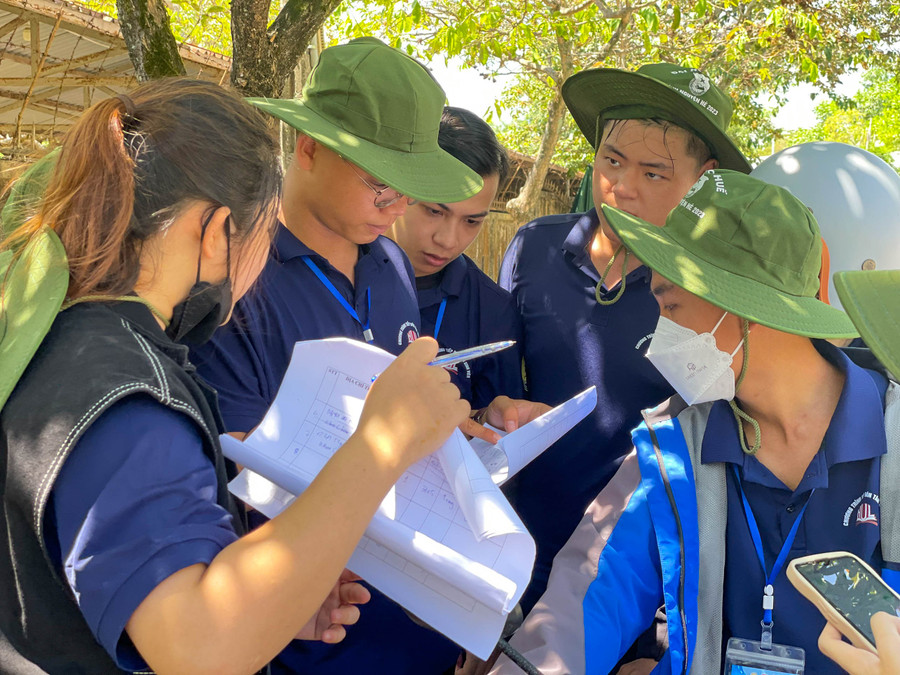 Các thành viên của Đội tiếp đón tiến hành khảo sát, lập danh sách phòng trọ. Các thành viên của Đội tiếp đón tiến hành khảo sát, lập danh sách phòng trọ.