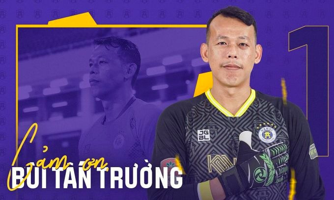 Hà Nội FC đăng ảnh và viết lời cảm ơn thủ môn Bùi Tấn Trường ngày 1/3. Ảnh: Hanoi FC. Hà Nội FC đăng ảnh và viết lời cảm ơn thủ môn Bùi Tấn Trường ngày 1/3. Ảnh: Hanoi FC.
