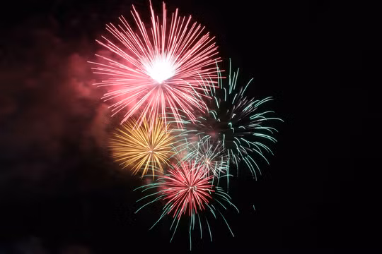  Pháo hoa rực sáng một góc trời. 