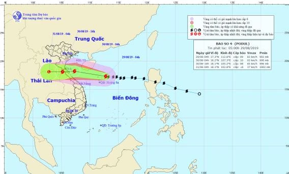 Đường đi dự báo cơn bão Poudul