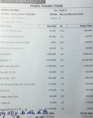 Choáng váng bữa ăn rau dưa VIP giá gần 26 triệu ở Hà Nội - Ảnh 2 Choáng váng bữa ăn rau dưa VIP giá gần 26 triệu ở Hà Nội - Ảnh 2
