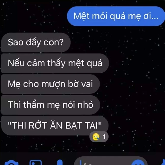 Ôn thi căng thẳng, nam sinh nhắn tin làm nũng mẹ nhưng nhận được câu trả lời phũ phàng