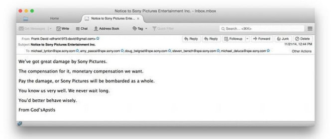 Ảnh chụp màn hình lá thư đe dọa của tin tặc – Ảnh: Internet