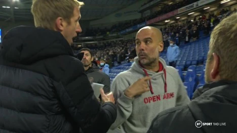 Pep Guardiola và Graham Potter tranh cãi nảy lửa.