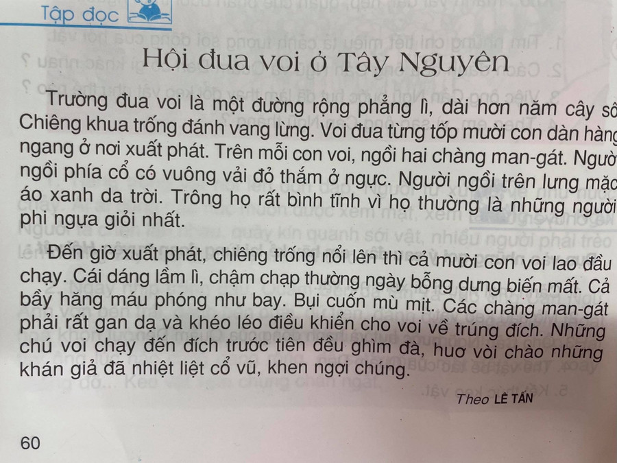 Đoạn văn tập đọc có nhiều chi tiết được dư luận cho rằng chưa chính xác.