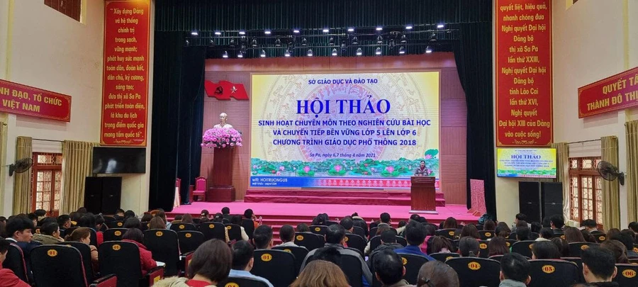 Hội thảo “Sinh hoạt chuyên môn theo nghiên cứu bài học và Chuyển tiếp bền vững chất lượng lớp 5 lên lớp 6 CTGDPT 2018” do Sở GD&ĐT Lào Cai tổ chức.