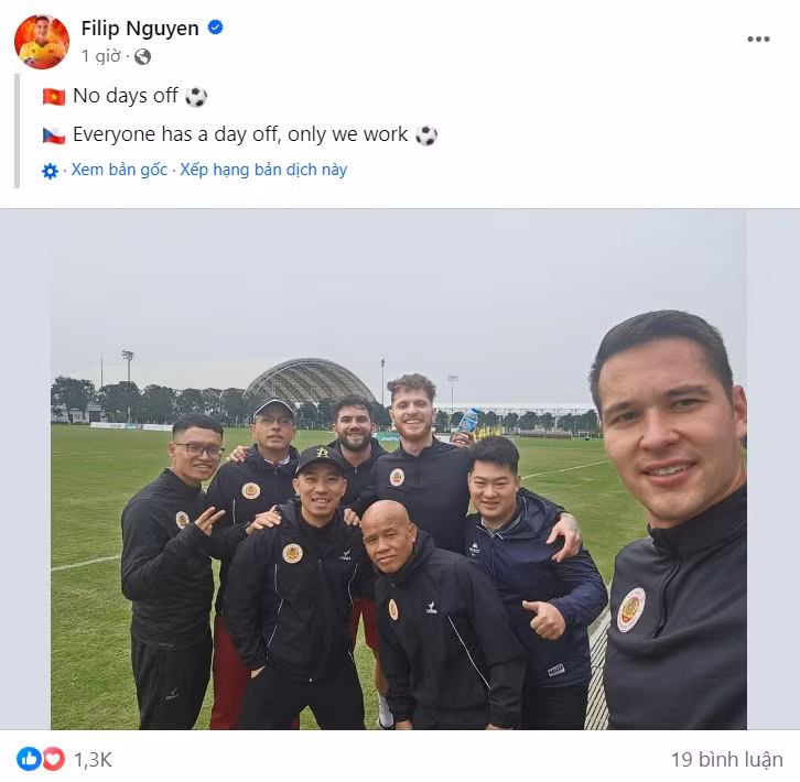 Nguyễn Filip đăng ảnh tập luyện cùng một số đồng đội ngày 9/2, tức ngày 30 Tết Nguyên đán Giáp Thìn. Ảnh: PBNV.