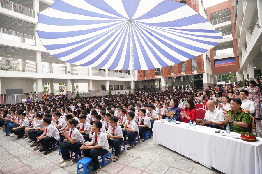 Một góc cơ sở vật chất Trường THCS Giảng Võ sau khi được được đầu tư xây mới.