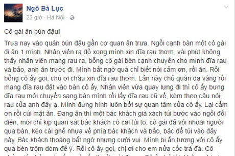 Câu chuyện giản dị về cô gái ở quán bún đậu chạm tới trái tim nhiều người - Ảnh 1 Cau chuyen gian di ve co gai o quan bun dau cham toi trai tim nhieu nguoi - Anh 1