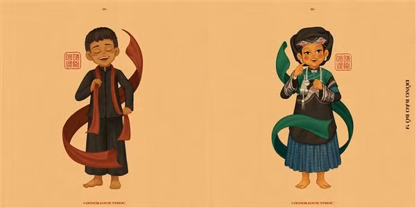 Phỏng dựng trang phục nam nữ dân tộc Bố Y.