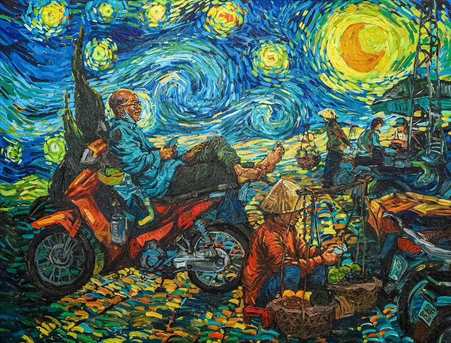 Một tác phẩm vẽ về những người lao động ở vỉa hè TPHCM. Một tác phẩm vẽ về những người lao động ở vỉa hè TPHCM.