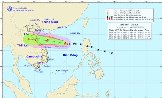 Bão Poudul hiện cách quần đảo Hoàng Sa khoảng 200km