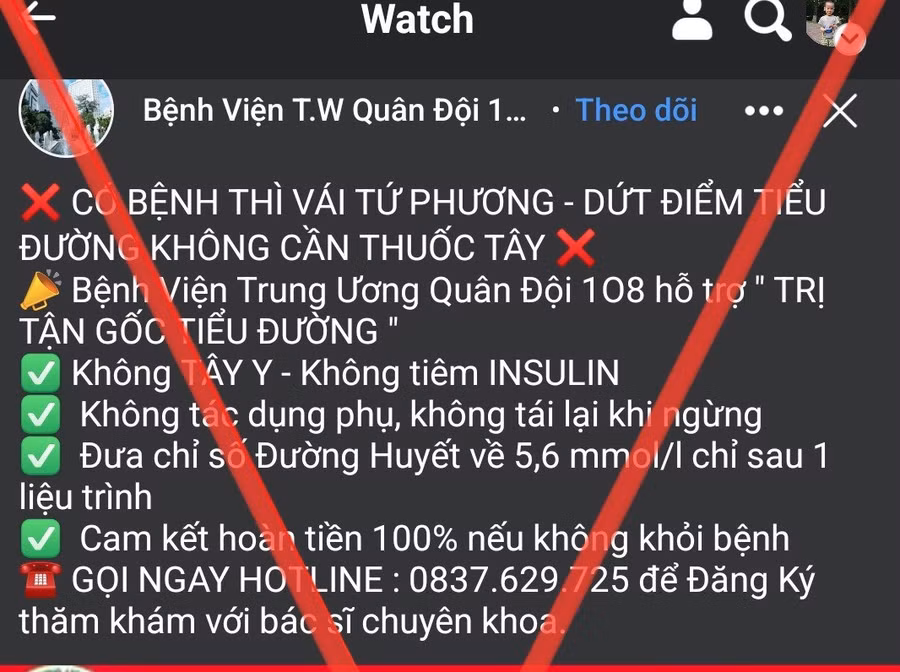 Trang web mạo danh Bệnh viện Trung ương Quân đội 108 để bán thực phẩm chức năng. 