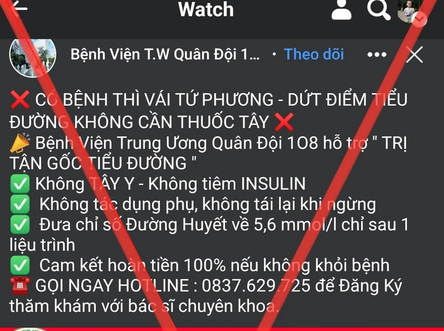 Trang web mạo danh Bệnh viện Trung ương Quân đội 108 để bán thực phẩm chức năng. 