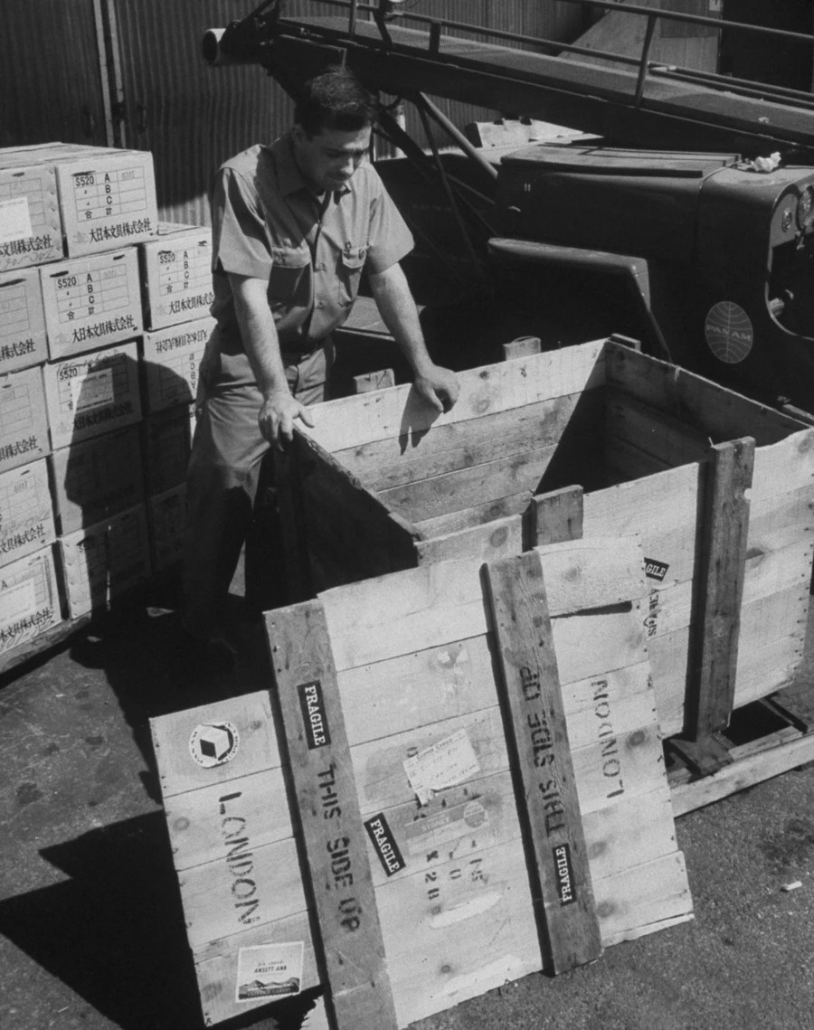 Đại diện hãng Pan American kiểm tra thùng hàng chứa Brian. Đại diện hãng Pan American kiểm tra thùng hàng chứa Brian.