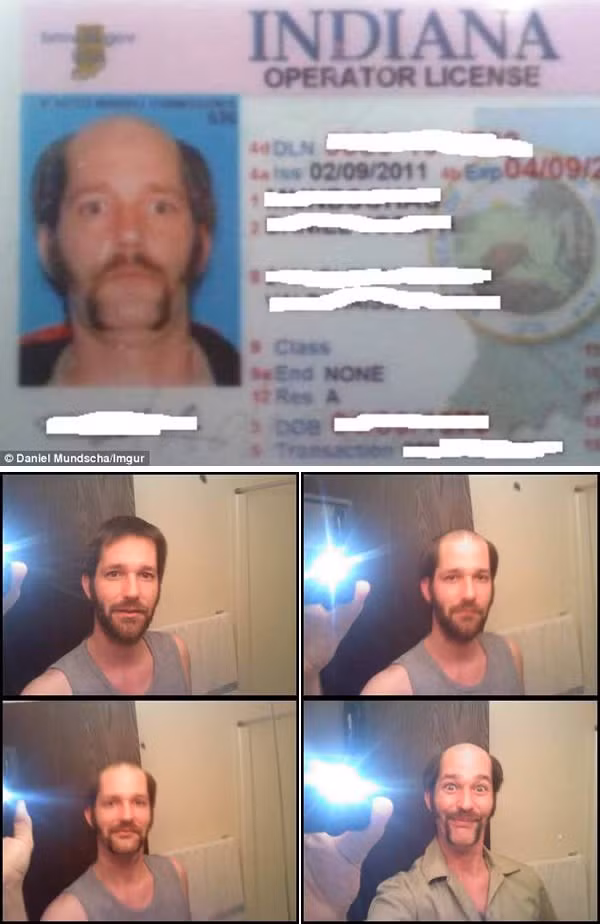 Prankster Daniel Mundschau (37 tuổi) cũng là một trường hợp chụp ảnh thẻ đặc biệt. Để có được một tấm hình ưng ý và hài hước nhất có thể, anh đã phải “nỗ lực” để thay đổi diện mạo gần như hoàn toàn. Từ khuôn mặt nghiêm túc, Prankster đã cạo đầu thành hói, tỉa râu quai nón thành dạng tinh nghịch hơn. Nhưng cuối cùng, khi chụp ảnh thẻ, bức ảnh của anh lại bị miêu tả không khác gì một tên tội phạm.