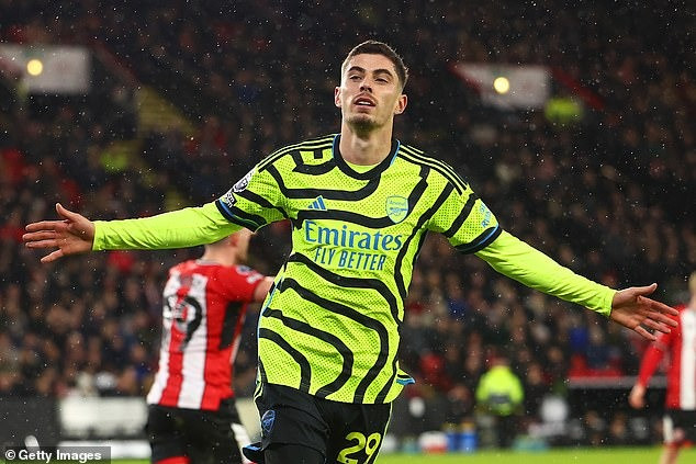 Kai Havertz ghi bàn thắng thứ 4 tại Bramall Lane cho Arsenal ở phút 25.