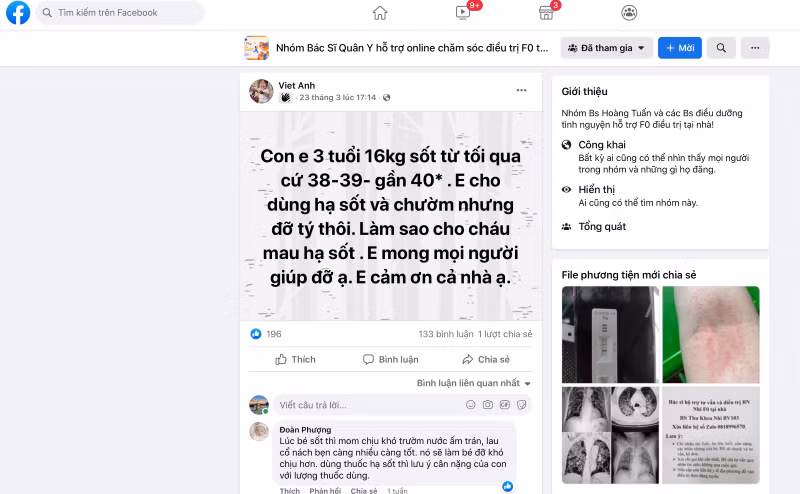 Nhóm tư vấn online của các bác sĩ quân y.