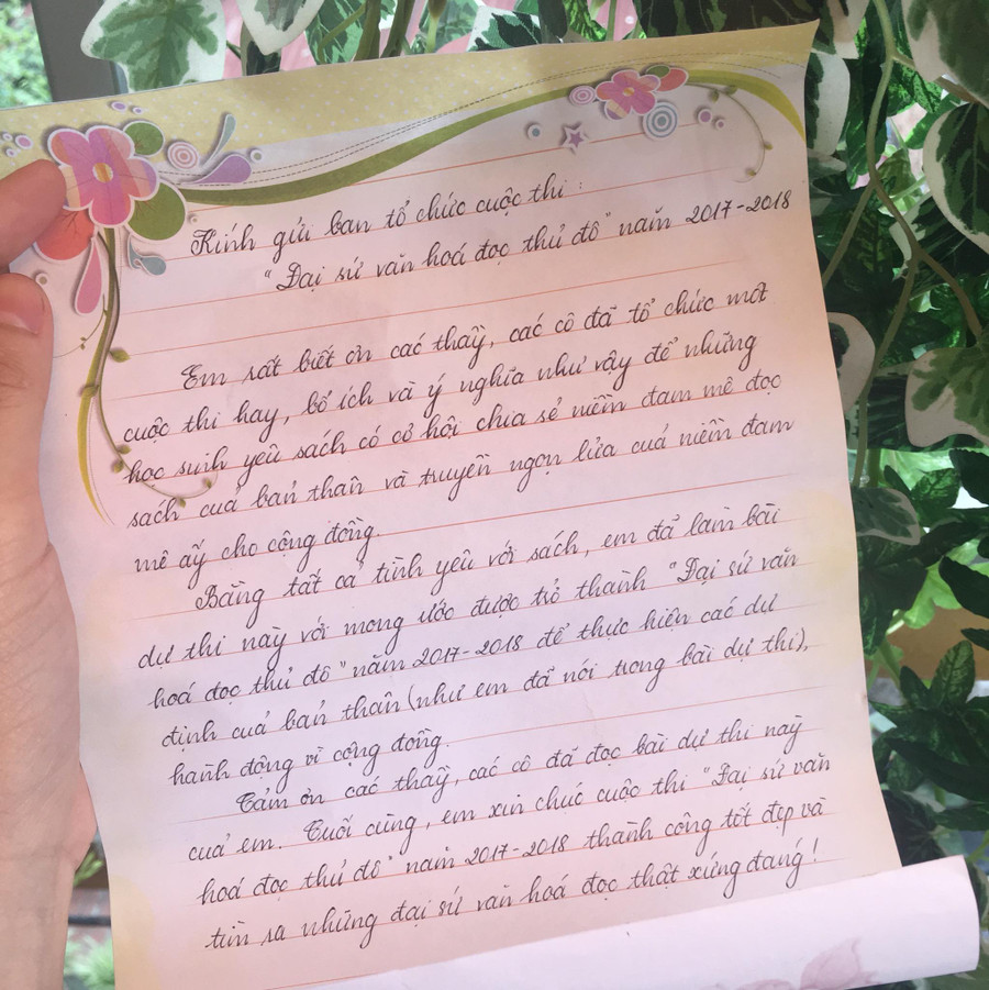 Thư tay của một bạn nhỏ gửi về BTC