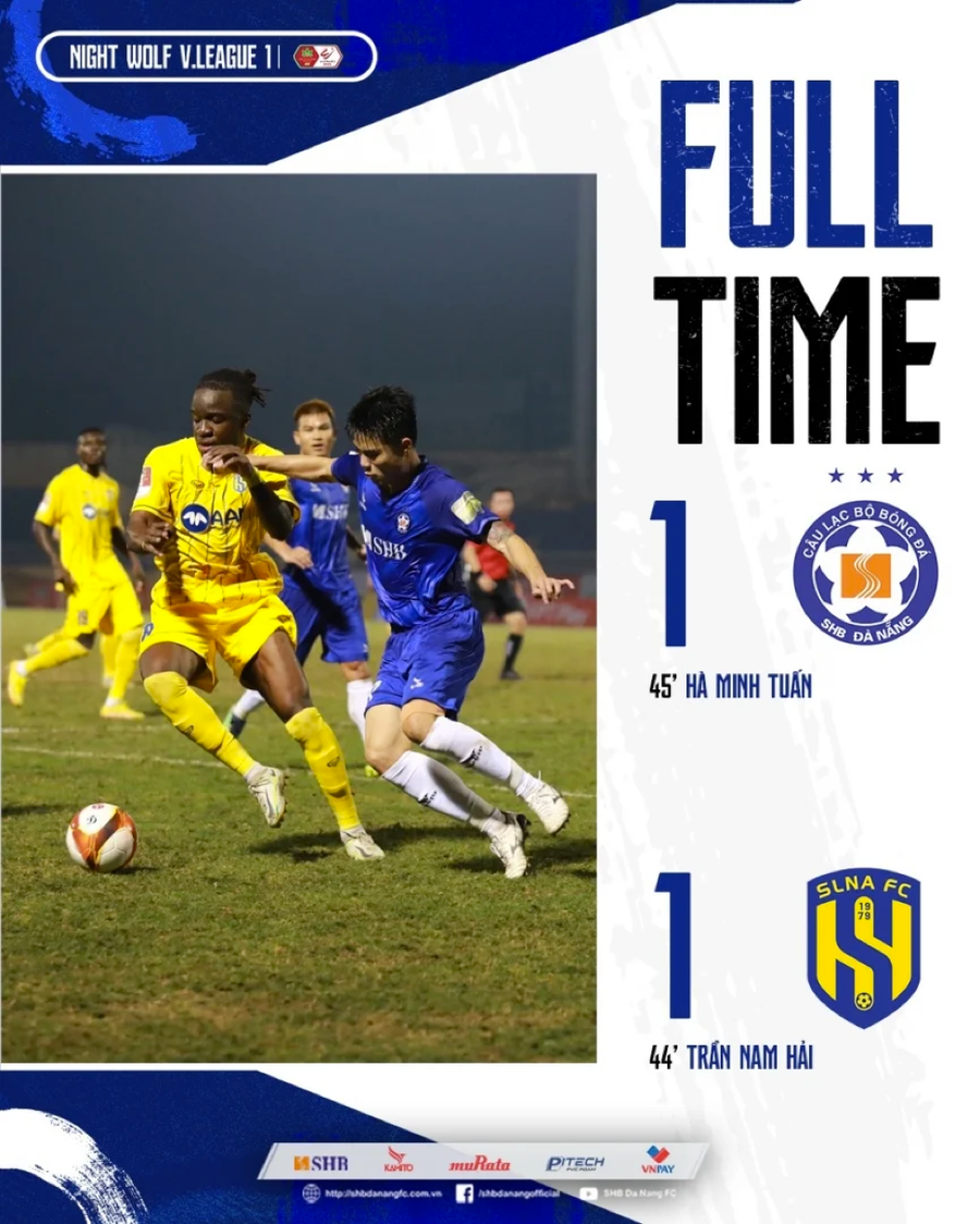 Sông Lam Nghệ An và SHB Đà Nẵng chia điểm ở trận khai màn V.League 2023.