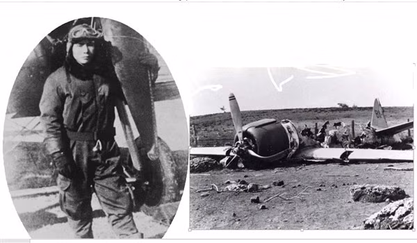 Phi công Nhật, Shigenori Nishikaichi, và chiếc máy bay bị rơi trên đảo.