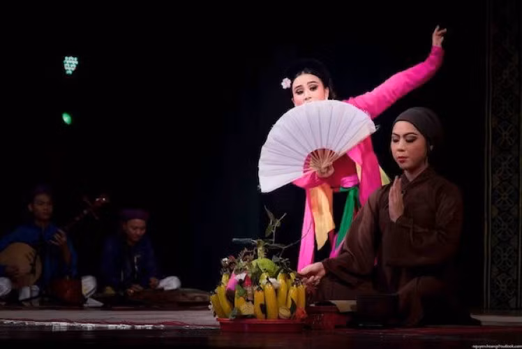 Vở “Quan Âm Thị Kính” được diễn tại sân khấu Nhà hát Chèo Việt Nam năm 2018.