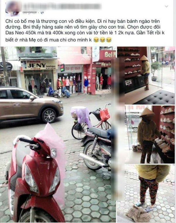 Người mẹ đi dép lê cọc cạch mua giày mới 450k cho con gây tranh cãi mạng xã hội Người mẹ đi dép lê cọc cạch mua giày mới 450k cho con gây tranh cãi mạng xã hội