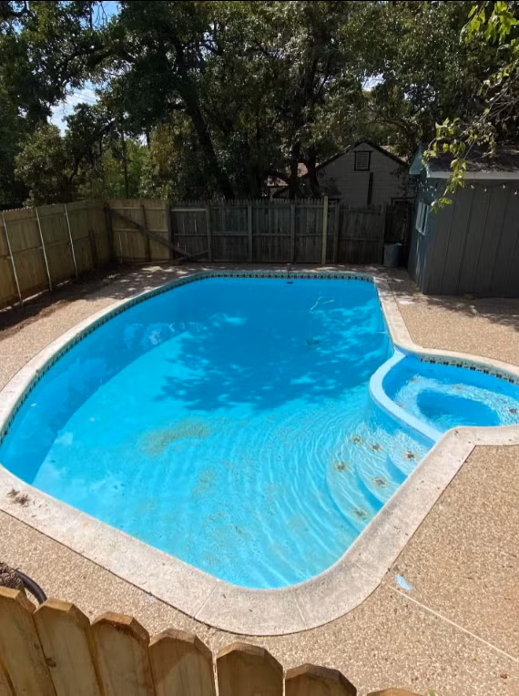 Nhờ cơn mưa lớn mà chủ nhà phát hiện ra hồ bơi ở vườn sau và cải tạo lại nó.