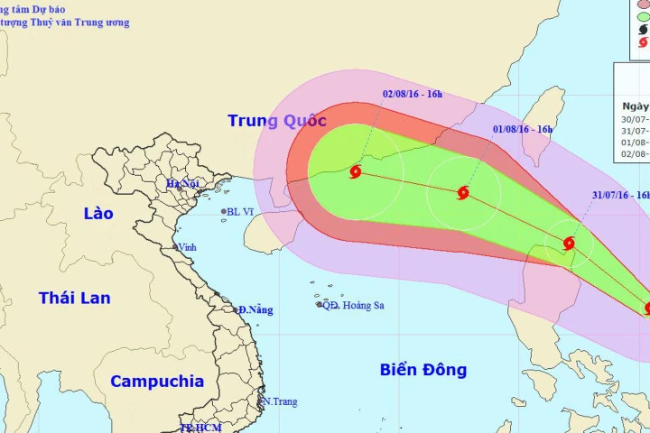 Bão Nida có khả năng giật cấp 16 đang tiến vào biển Đông