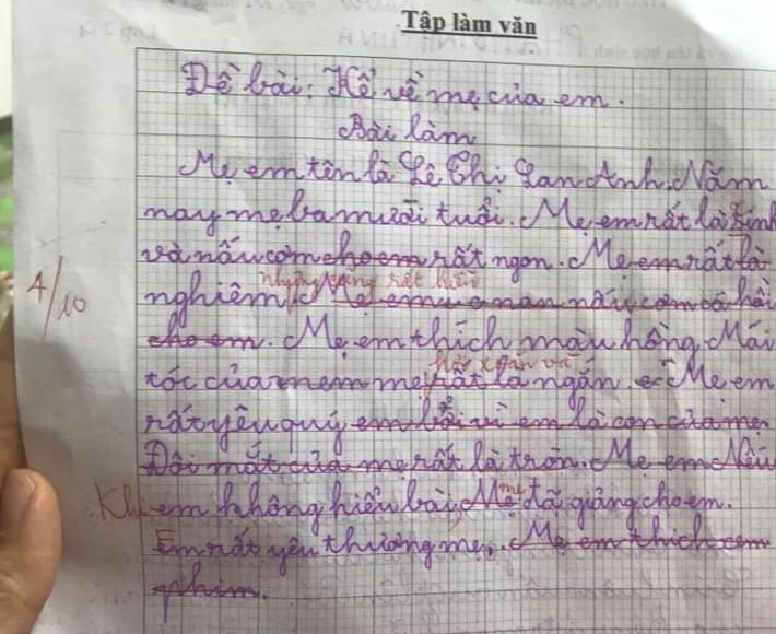 Những bài văn chân thực, đáng yêu “hết nấc” của trẻ ảnh 7 Những bài văn đáng yêu 'hết nấc' của trẻ