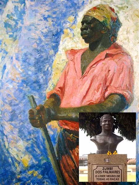 Zumbi lãnh đạo Palmares lúc mới 25 tuổi, ngày nay được dựng tượng để tưởng nhớ.