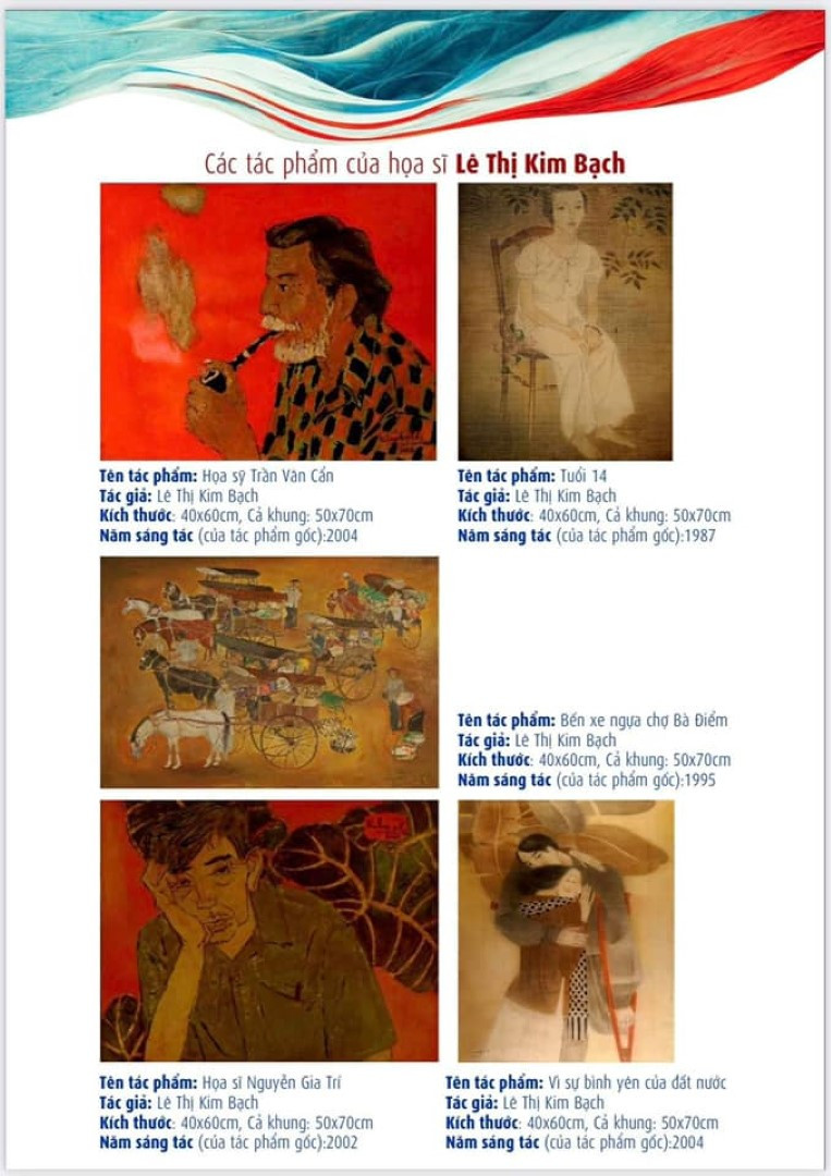 Các tác phẩm hội họa của họa sĩ Lê Thị Kim Bạch được giới thiệu tại trưng bày &apos;Tranh phiên bản của các nữ họa sĩ trong sưu tập mỹ thuật hiện đại của Bảo tàng Mỹ thuật Thành phố Hồ Chí Minh&apos;. Ảnh: NVCC.