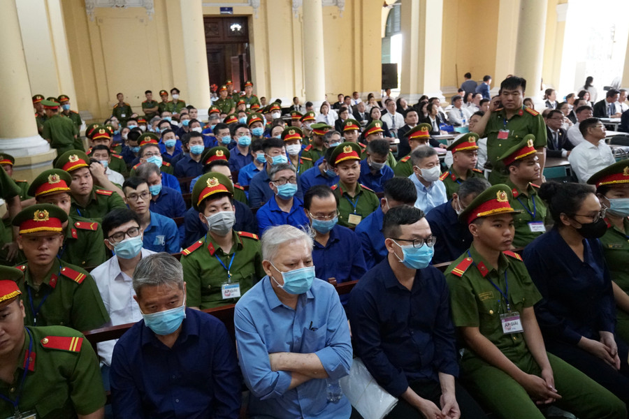 Các bị cáo tại phiên tòa. Ảnh: Trung tâm Báo chí TPHCM