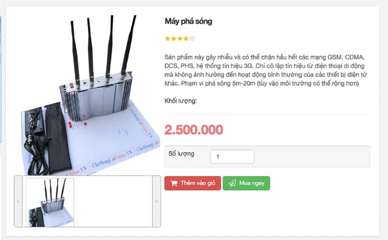 Thiết bị phá sóng bị cấm vẫn bán