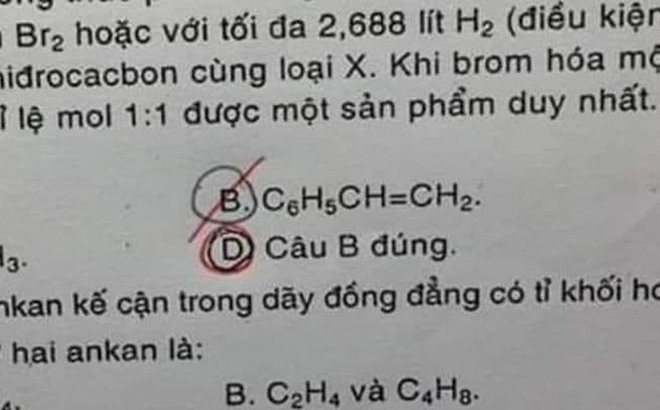 Đề kiểm tra với đáp án độc lạ có 1-0-2 khiến học sinh ‘khóc thét’