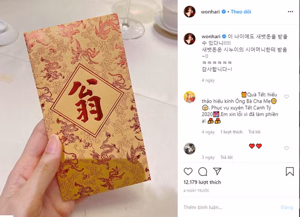 Minh Hang khoe tien mung Tet, Phan Manh Quynh li xi ban gai 123 trieu hinh anh 3 hariwon_15800500559571939215568.png