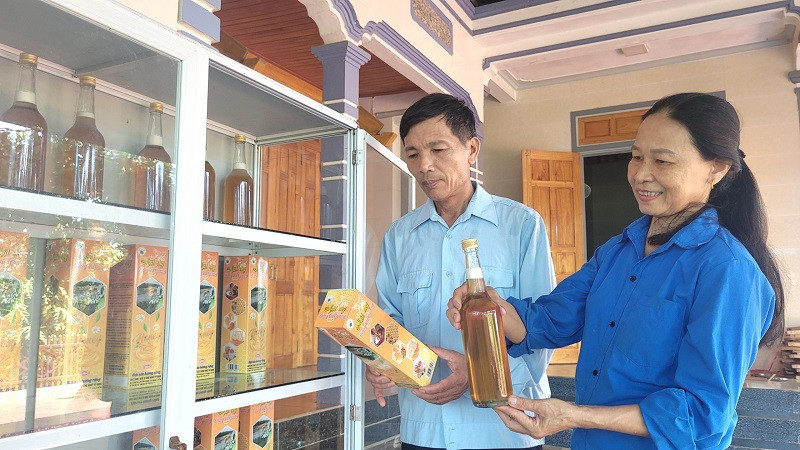 Sản phẩm mật ong ở Vũ Quang được đăng ký nhãn mác, thương hiệu được người tiêu dùng ưa chuộng. (Ảnh: Văn Chương) Sản phẩm mật ong ở Vũ Quang được đăng ký nhãn mác, thương hiệu được người tiêu dùng ưa chuộng. (Ảnh: Văn Chương)
