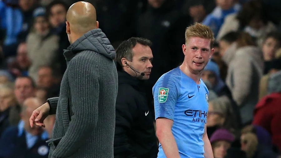 Tiền vệ tài hoa Bruyne đã trở lại cùng Man City dự 2 trận đánh lớn nhất mùa giải.