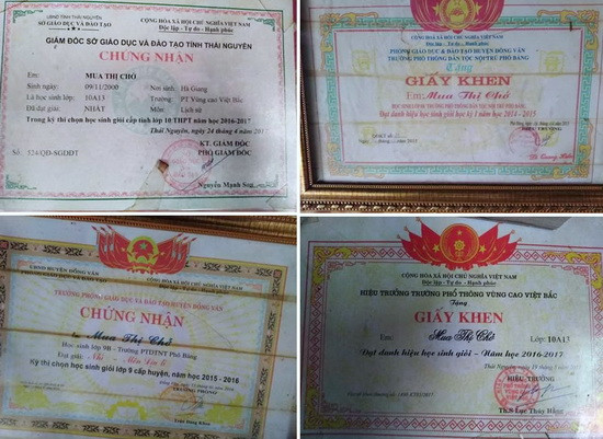 Những giấy khen, danh hiệu được của Mua Thị Chở giữ gìn cẩn thận