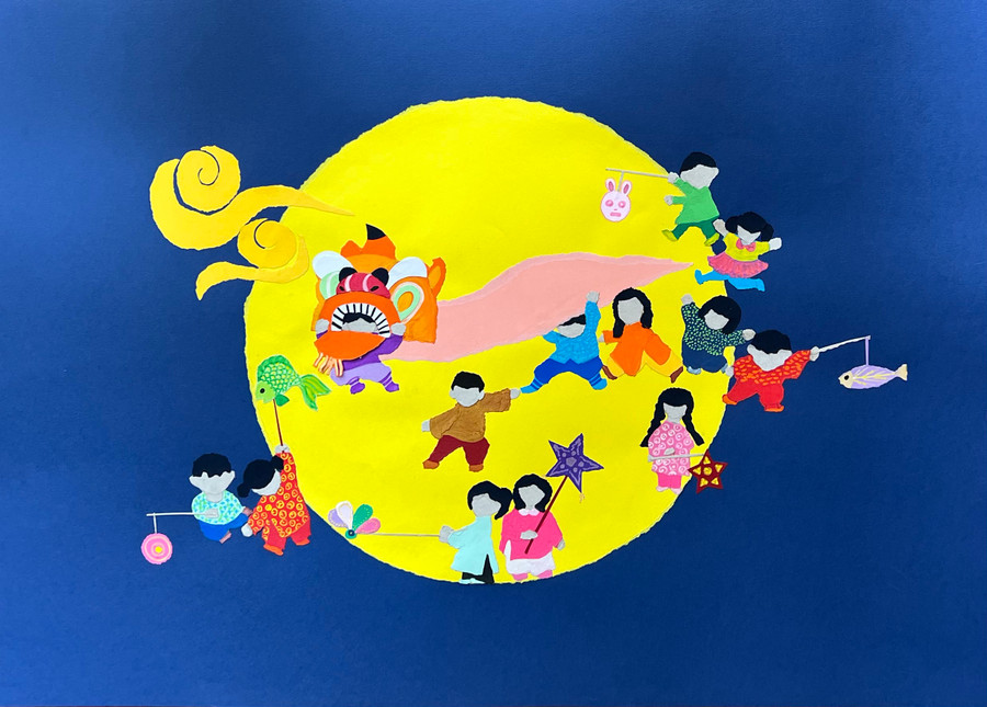 Tác phẩm 'Rước đèn' của Hoàng Phương Liên Tác phẩm 'Rước đèn' của Hoàng Phương Liên