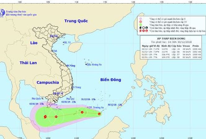 Tiếp tục xuất hiện vùng áp thấp mới trên Biển Đông