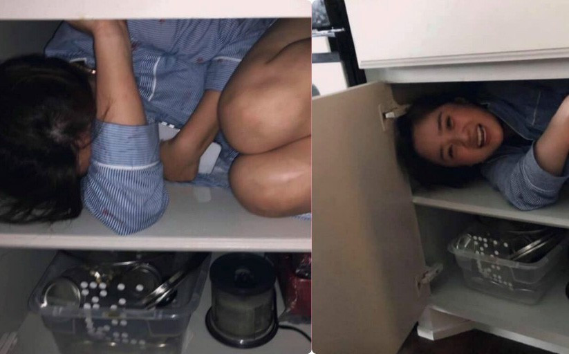 Dỗi bạn trai, cô gái chui vào tủ đựng chén bát trốn, nhưng nhan sắc mới là điều đáng chú ý Dỗi bạn trai, cô gái chui vào tủ đựng chén bát trốn, nhưng nhan sắc mới là điều đáng chú ý