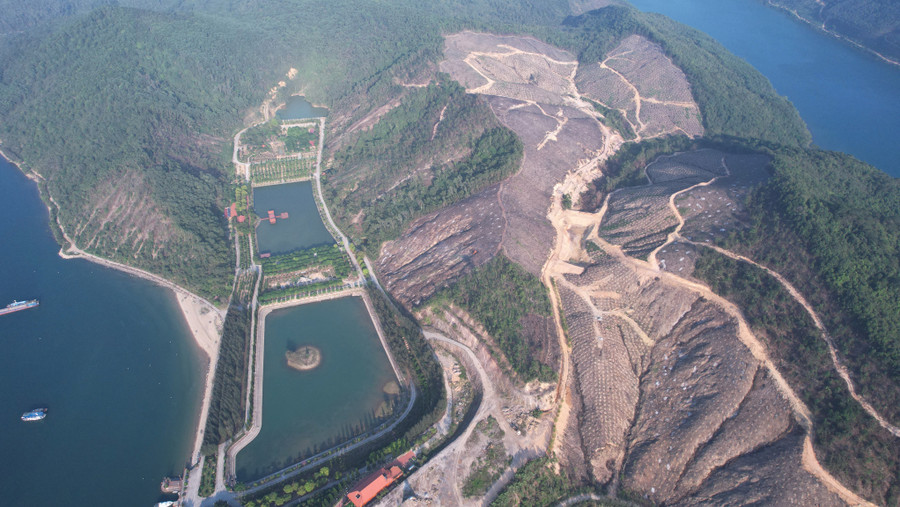 Đảo Thẻ Vàng, vịnh Bái Tự Long nhìn từ trên cao. Ảnh: Hoàng Nam Đảo Thẻ Vàng, vịnh Bái Tự Long nhìn từ trên cao. Ảnh: Hoàng Nam